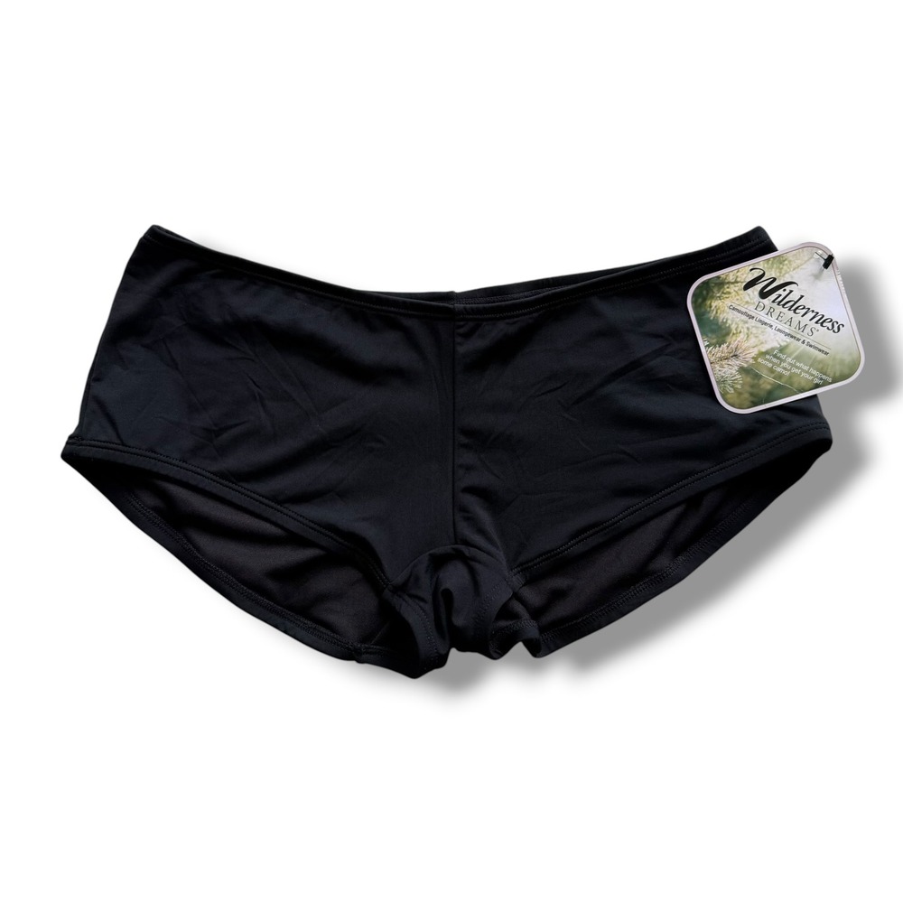 Wilderness Dreams Womens XL Black Boy Short Swim Bottom 606200 Solid Stretch New
